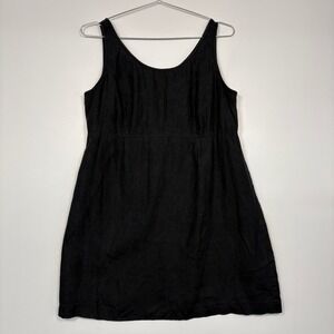 Preview Collection Women Dress 16 Black 100% Linen Sleeveless Lined Shift Classy